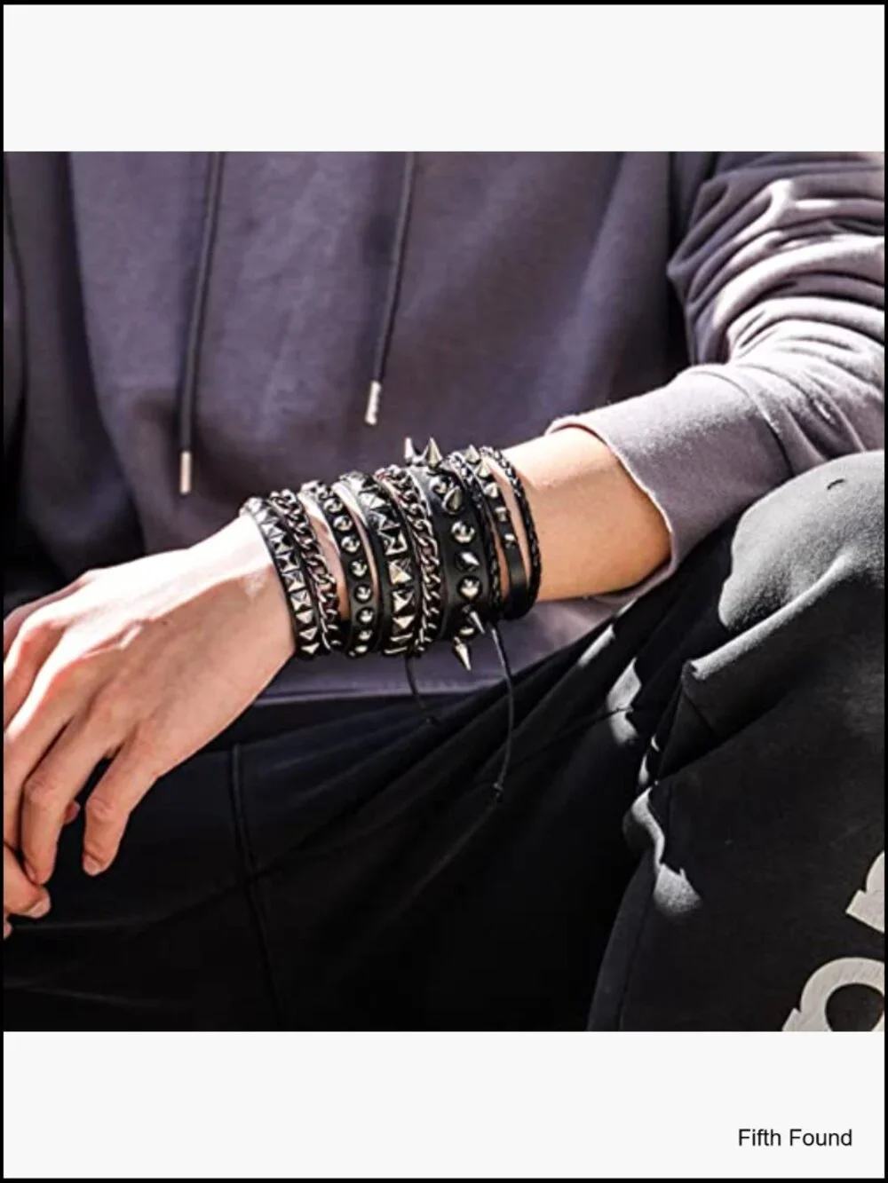 3 Pcs Punk Gothic Leather Bracelets Set Cuff Chain Rivet Spikes for Men Women